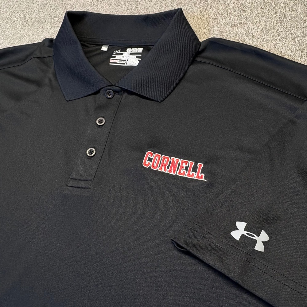 Under Armour Cornell University HeatGear Polo Shirt Mens 2XL Black Loose Fit